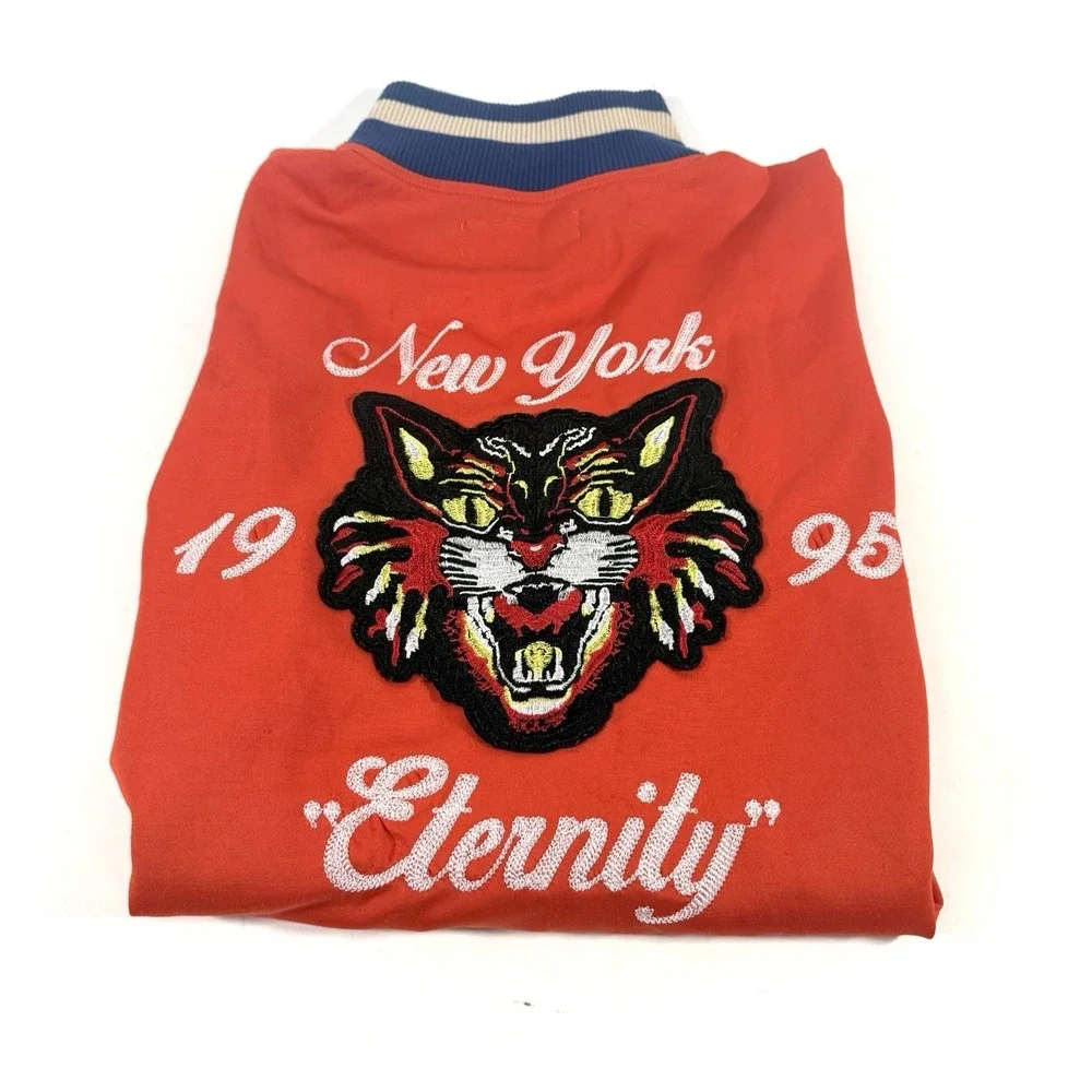 Vintage 1996 New York Varsity‎ Jacket Mens M Embroidered Tiger & Rose Streetwear